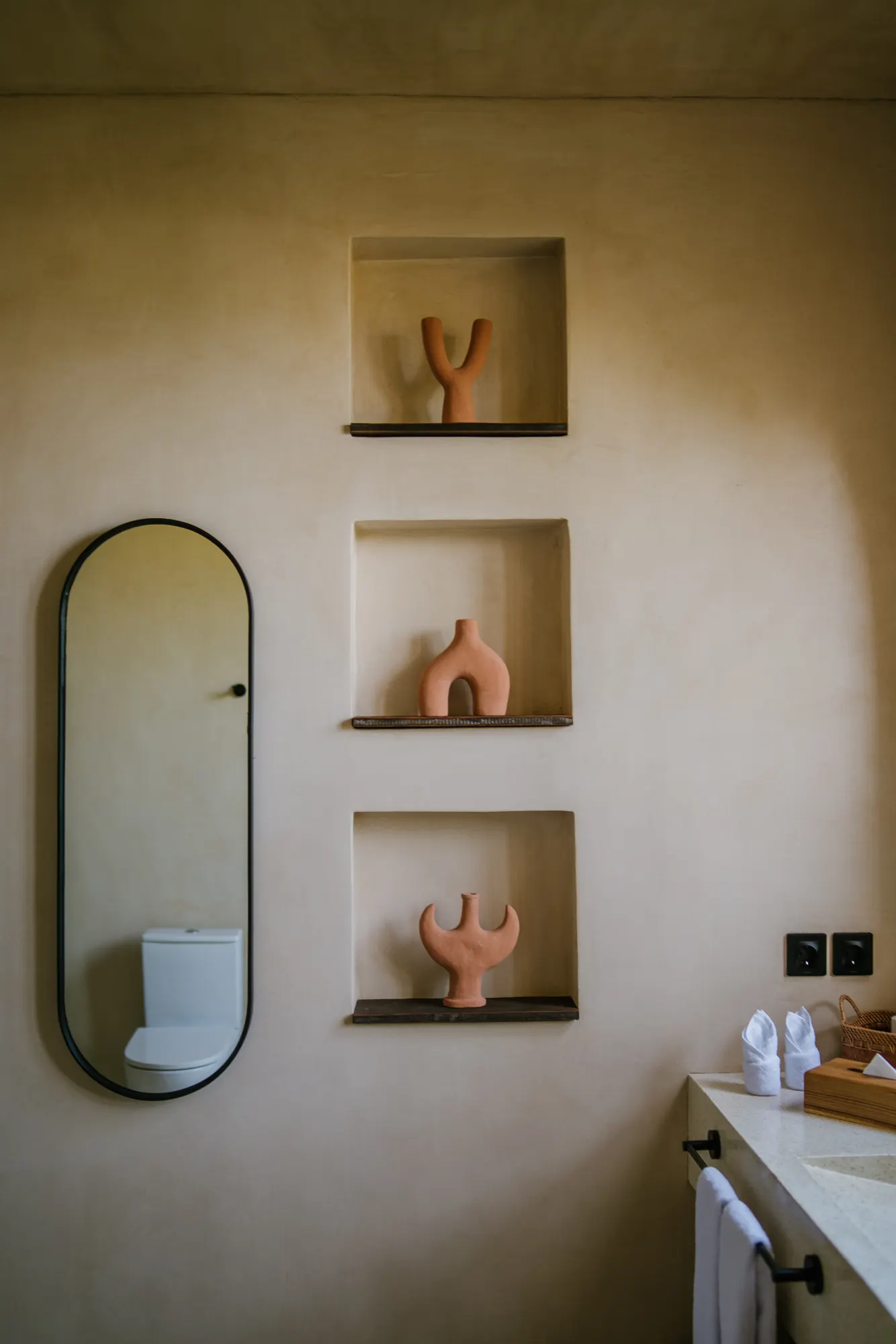 Bathroom vanity with ceramic towel holder